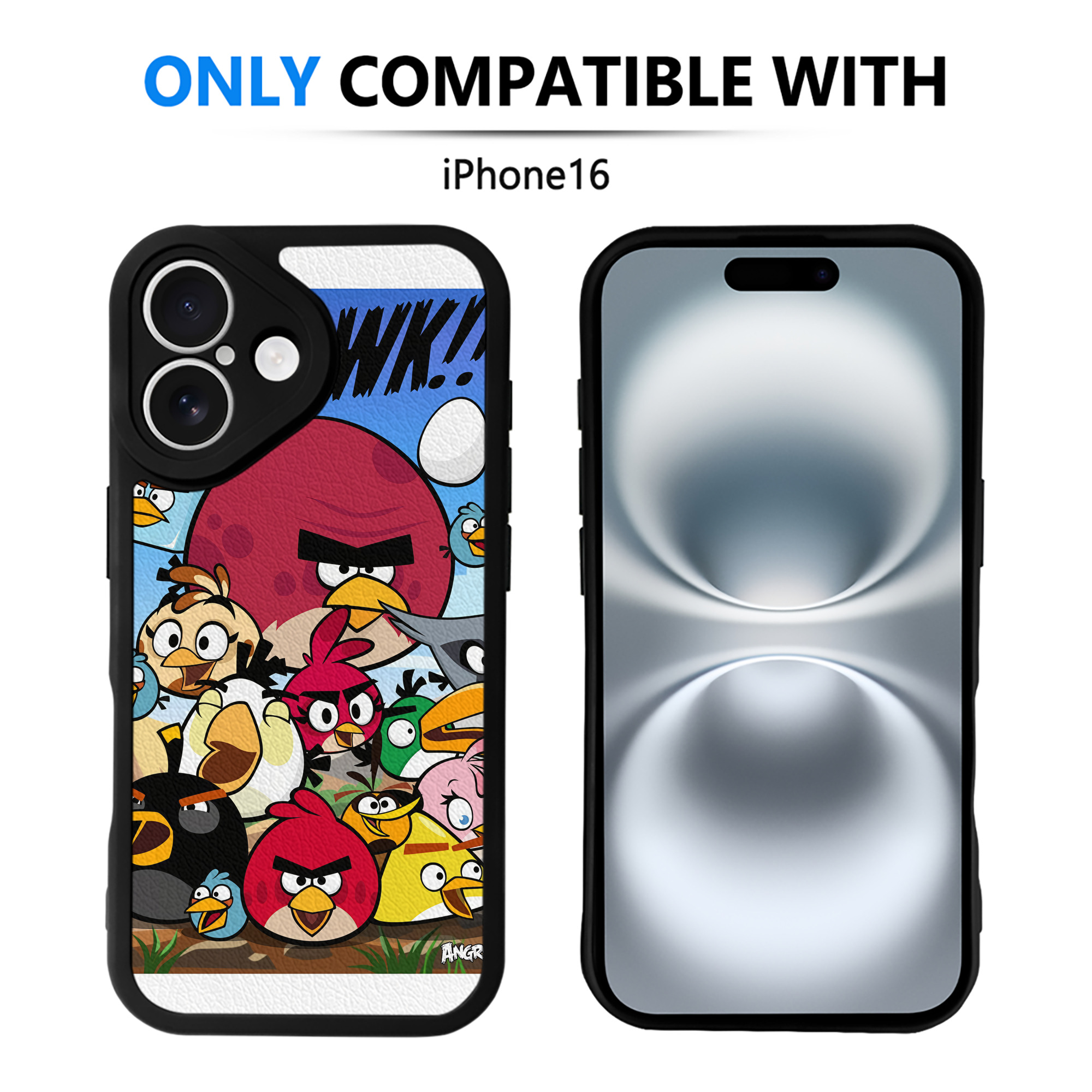 （画像用） Angry Birds アングリーバード 【iPhone 16シリーズ対応】シリコンスマホケース（レザー調） 材質：シリコン
